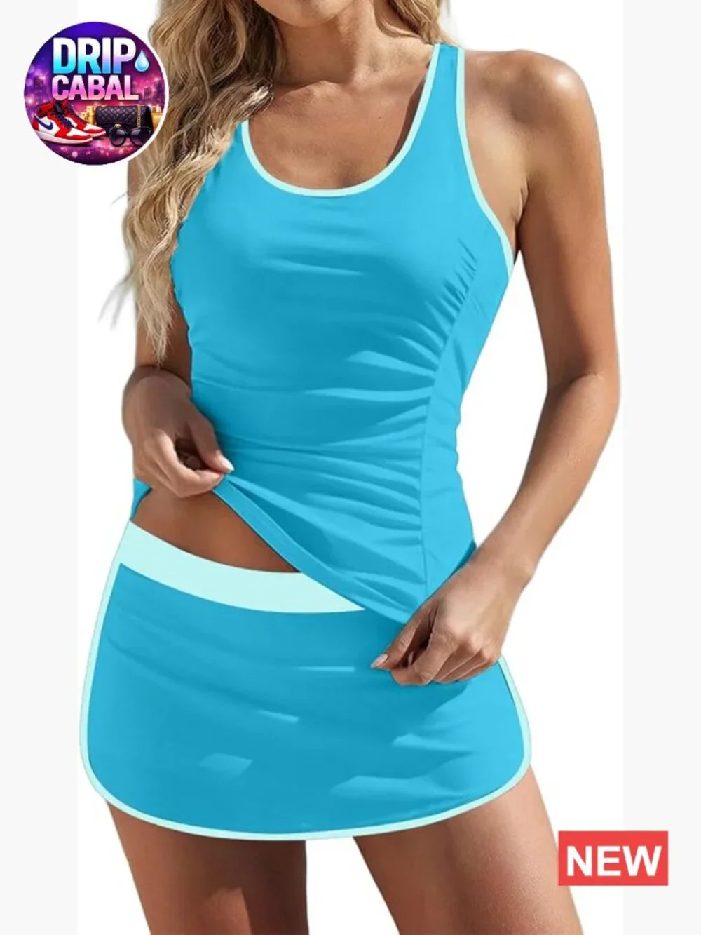 Tankini Swimsuit with Tummy Control Skirt Athletic Two Piece